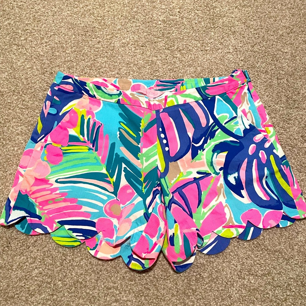Lilly Pulitzer Shorts, Size 2. Pink, blue, teal, white design.